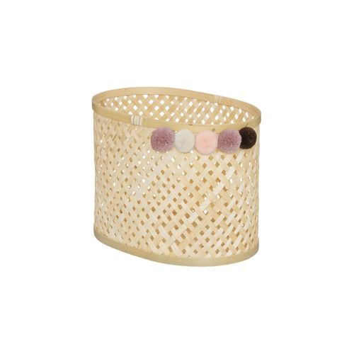 Lot De 3 Paniers De Rangement En Bambou Avec Pompons Pour Chambre D'enfant