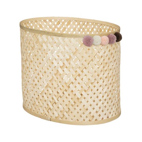 Lot De 3 Paniers De Rangement En Bambou Avec Pompons Pour Chambre D'enfant