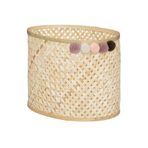 Lot De 3 Paniers De Rangement En Bambou Avec Pompons Pour Chambre D'enfant
