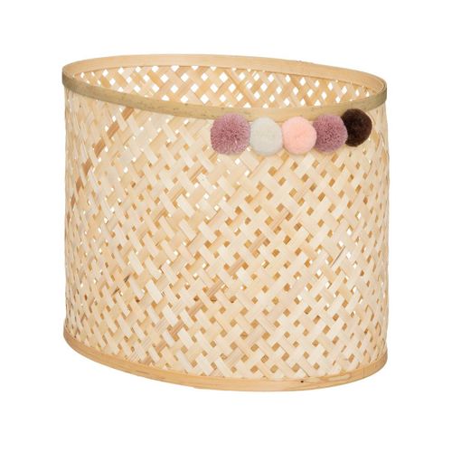 Lot De 3 Paniers De Rangement En Bambou Avec Pompons Pour Chambre D'enfant
