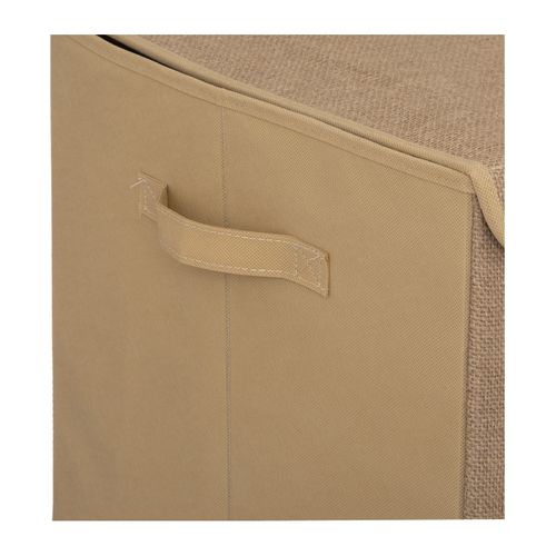 Coffre De Rangement En Jute Marron Caramel Avec Pompons