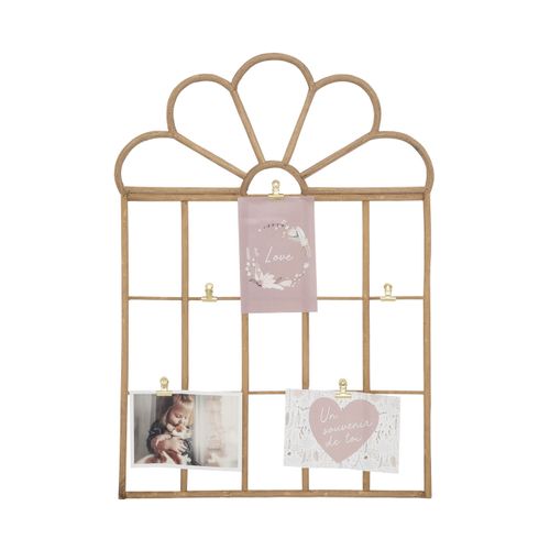 Porte-photos Enfant En Rotin Avec Clips En Acier Doré 40 X 57 Cm