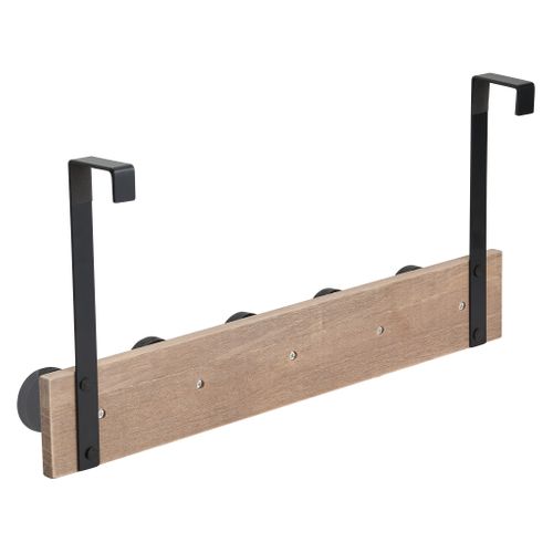 Patère de porte 5T  Noir / Naturel vue de derrière