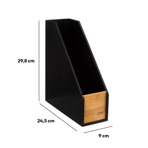 Organiseur De Bureau En Bois Range-revues Modèle Bava - Noir - Dimensions 9 X 24,5 X 29,8 Cm - 3