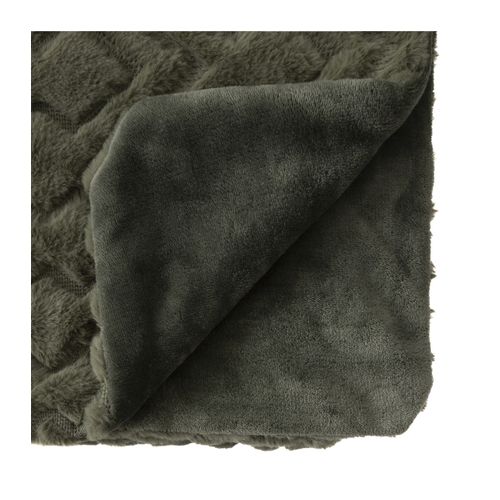 Plaid En Flanelle Et Fourrure Vert Kaki 120x160 Cm