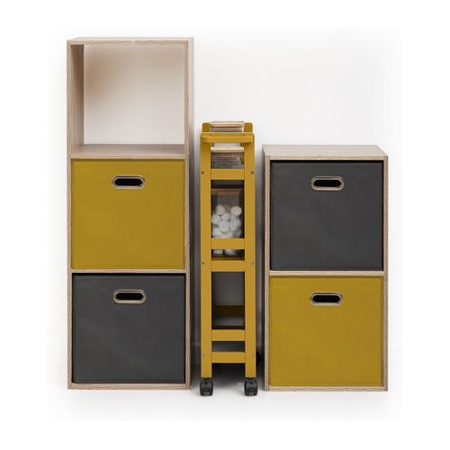 Desserte Roulante 3 Niveaux Jaune Moutarde H 75 Cm Idéale Pour Les Petits Espaces