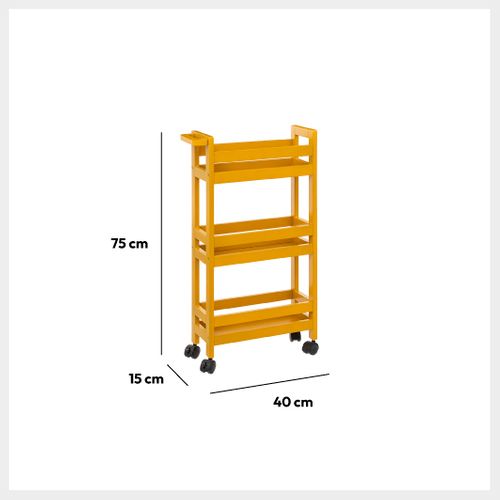 Desserte Roulante 3 Niveaux Jaune Moutarde H 75 Cm Idéale Pour Les Petits Espaces