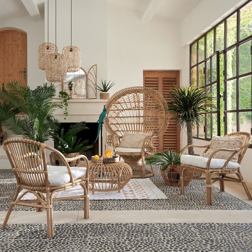 Fauteuil En Rotin Neta Avec Coussin - Naturel