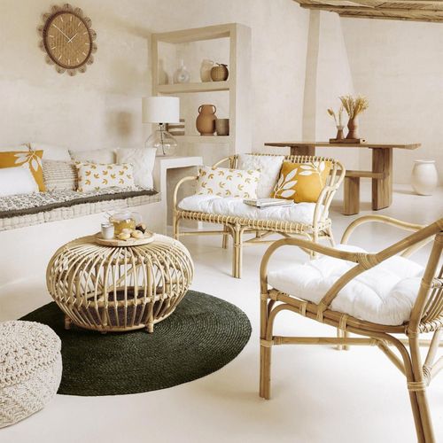 Fauteuil En Rotin Neta Avec Coussin - Naturel