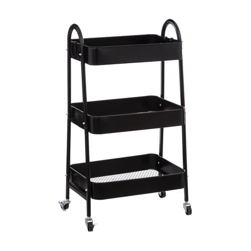 Desserte Roulante 3 Niveaux En Métal Noir H 80 Cm