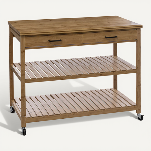 Desserte Îlot De Cuisine 4 Niveaux En Bambou L 108 Cm