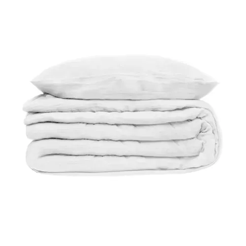 Parure De Lit 2 Personnes En Gaze De Coton Blanc 240 X 220 Cm Housse De Couette Avec 2 Taies