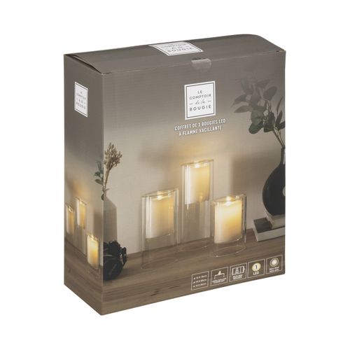Coffret De 3 Bougies LED à Flamme Vacillante En Verre