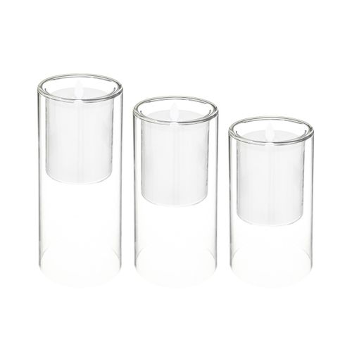 Coffret De 3 Bougies LED à Flamme Vacillante En Verre