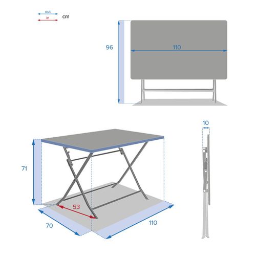 Table Rectangulaire Pliante Greensboro 4p Bleu Pétrole Hespéride