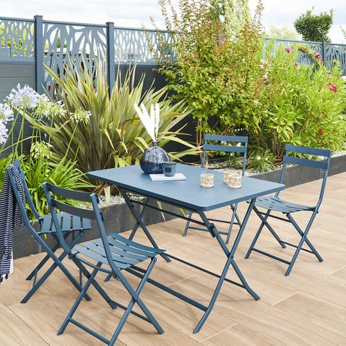 Table Rectangulaire Pliante Greensboro 4p Bleu Pétrole Hespéride