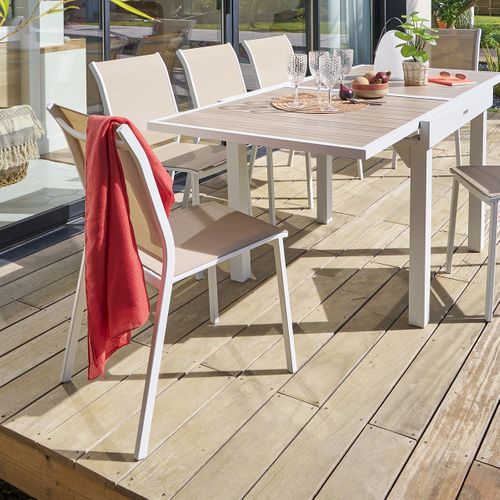Chaise De Jardin Empilable "essentia" Lin et Blanc En Aluminium Traité époxy