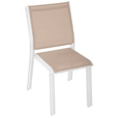 Chaise De Jardin Empilable "essentia" Lin et Blanc En Aluminium Traité époxy