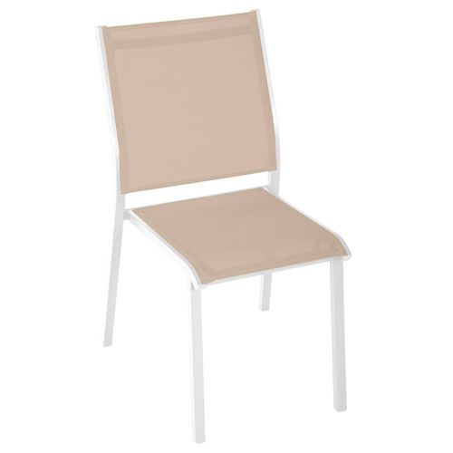 Chaise De Jardin Empilable "essentia" Lin et Blanc En Aluminium Traité époxy