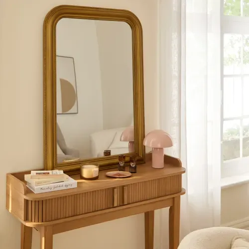 Miroir arrondi 103x74 cm ADELE Doré vue d'ambiance 1