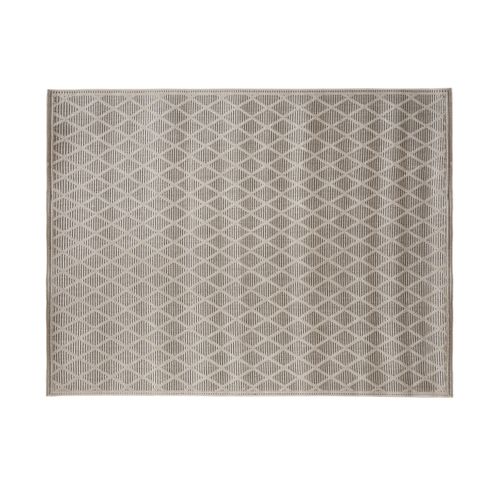 Tapis Extérieur Ou Intérieur En Polypropylène Gris Tissé Losanges 120 X 170 Cm