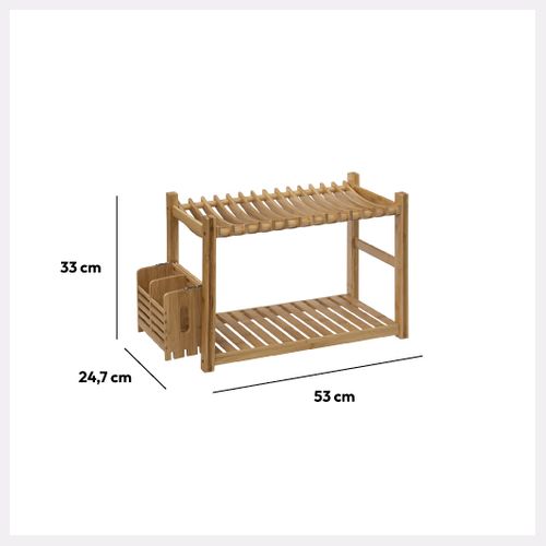 égouttoir 2 Niveaux Et Couverts Bambou