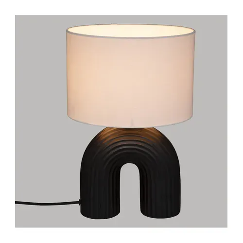 Lampe à Poser En Céramique Noire Et Abat-jour Blanc H 40.5 Cm