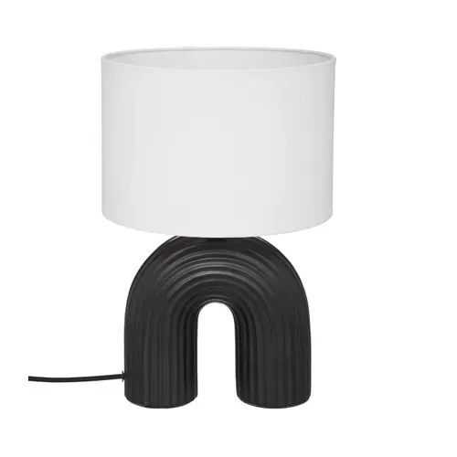 Lampe à Poser En Céramique Noire Et Abat-jour Blanc H 40.5 Cm
