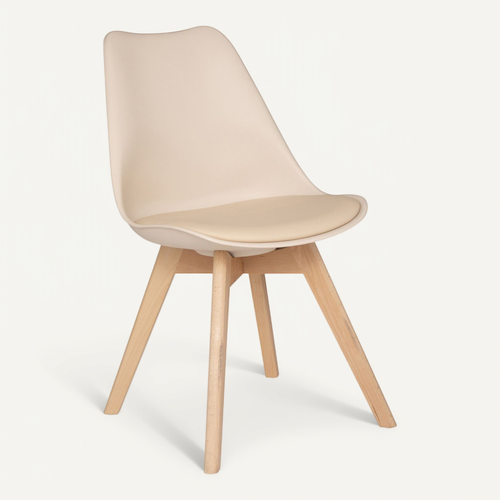 Chaise De Table Assise Beige Et Pieds En Bois De Hêtre