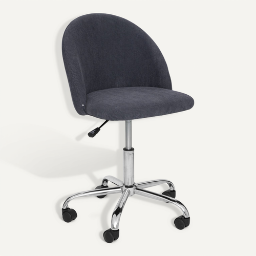 Chaise De Bureau En Velours Côtelé Gris Et Pieds En Métal