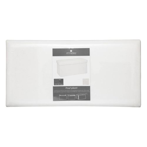Pouf Et Coffre De Rangement En Bois Et Fourrure Blanche 76 X 38 Cm