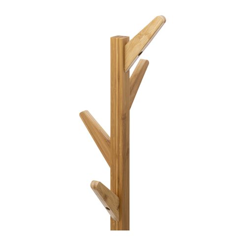 Porte-manteaux En Bambou 4 Crochets Et 3 Étagères