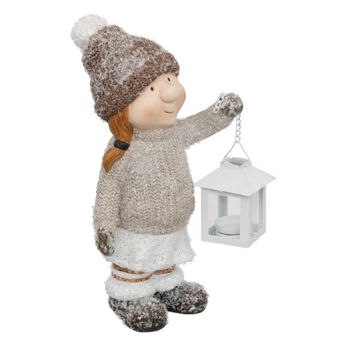 Déco De Noël Enfant En Résine Avec Lanterne H 25 Cm