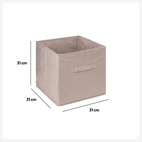 Boîte De Rangement En Velours Beige Lin 31 X 31 X 31 Cm