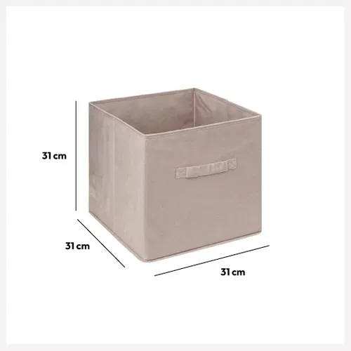 Boîte De Rangement En Velours Beige Lin 31 X 31 X 31 Cm