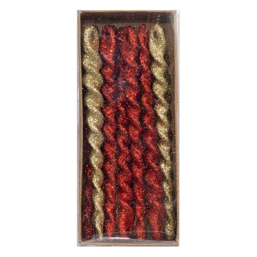 Déco De Sapin Lot De 12 Glaçons Rouge Et Or