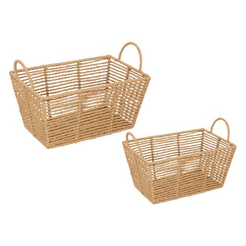 Lot De 2 Caisses De Rangement Beige L 35 Et L 30 Cm