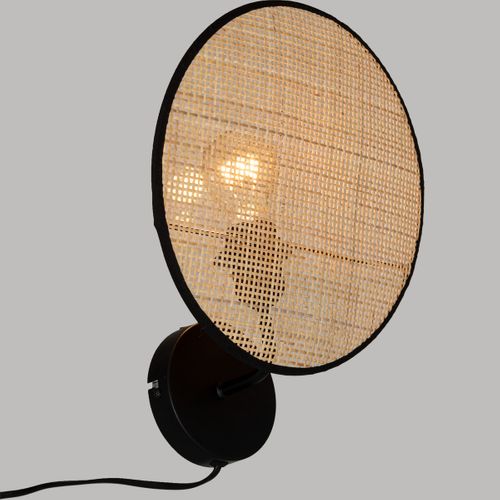 Applique Murale En Rotin Et Métal Noir D 27 Cm