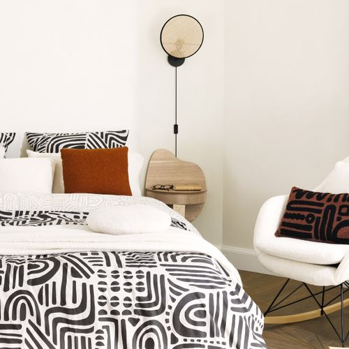 Applique Murale En Rotin Et Métal Noir D 27 Cm