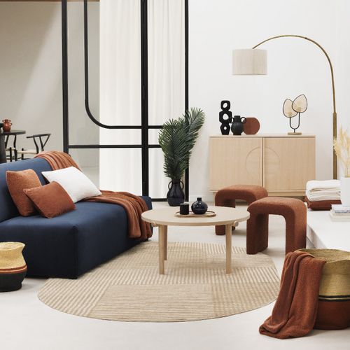 Lampe à Poser En Cannage De Rotin Et Métal Noir H 44 Cm