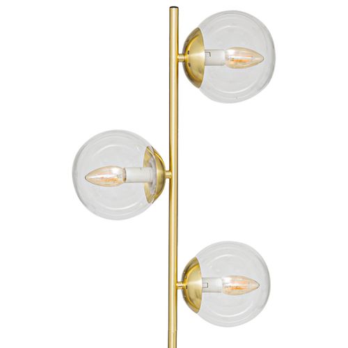 Lampadaire 3 Globes En Verre Et Métal Doré H 162 Cm