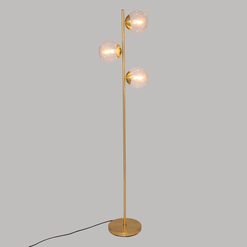 Lampadaire 3 Globes En Verre Et Métal Doré H 162 Cm