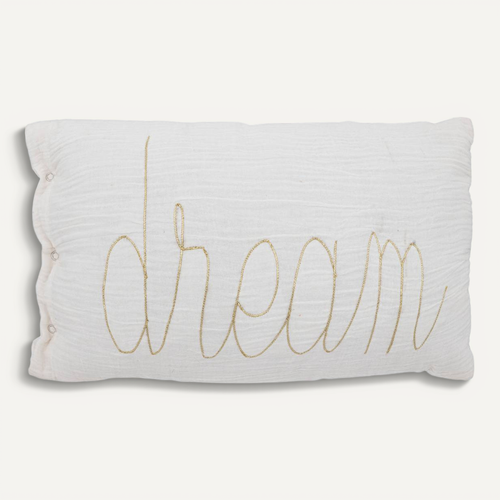 Coussin Rectangulaire "lili" En Gaze De Coton 50x30cm Blanc