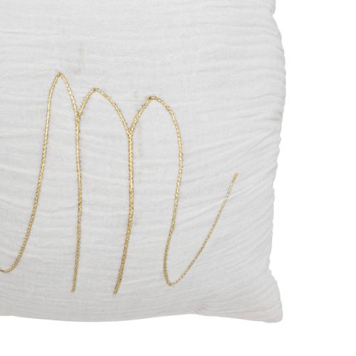 Coussin Rectangulaire "lili" En Gaze De Coton 50x30cm Blanc