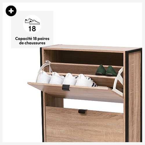 Range Chaussures 3 tiroirs ALIAJ Naturel / Noir