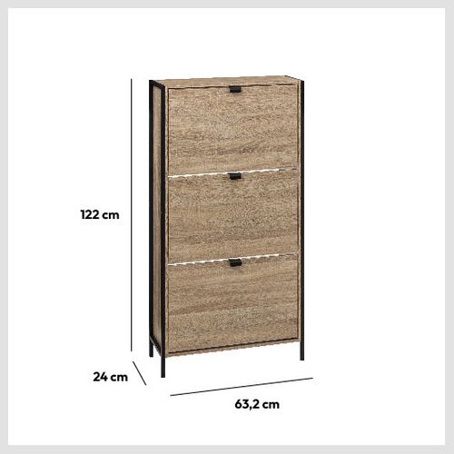 Range Chaussures 3 tiroirs ALIAJ Naturel / Noir