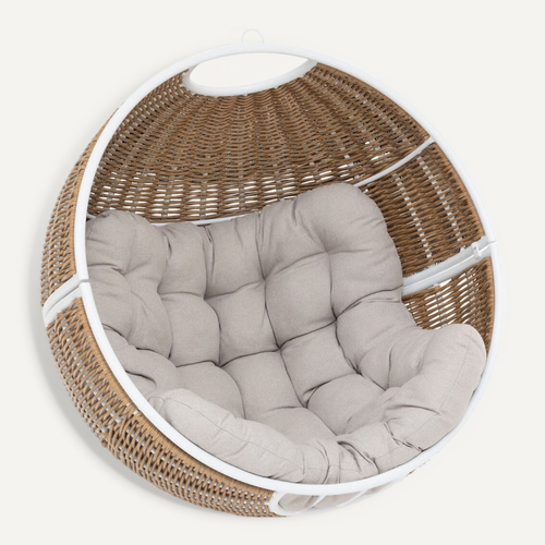 Fauteuil Oeuf Suspendu "orbiana" Taupe En Acier Traité En Epoxy