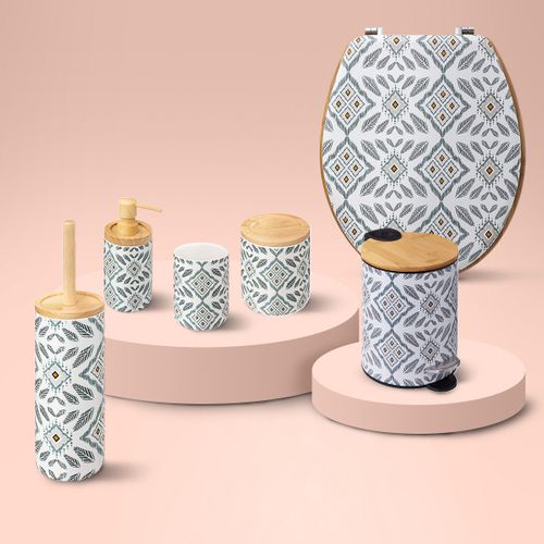 Gobelet Ou Porte Brosse à Dent En Céramique Déco Hapache Blanc Et Gris