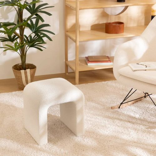 Pouf En Tissu à Bouclettes Blanc 41 X H 43 Cm