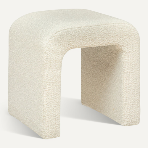 Pouf En Tissu à Bouclettes Blanc 41 X H 43 Cm